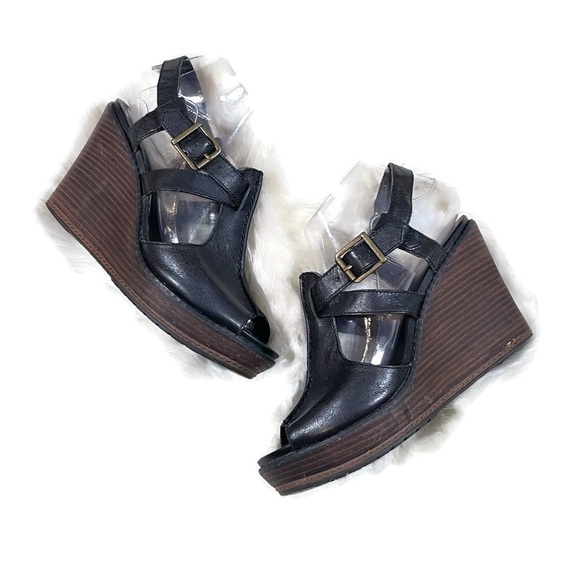 Timberland Earthkeepers Black Danforth Wedge Sandals - Picture 1 of 10